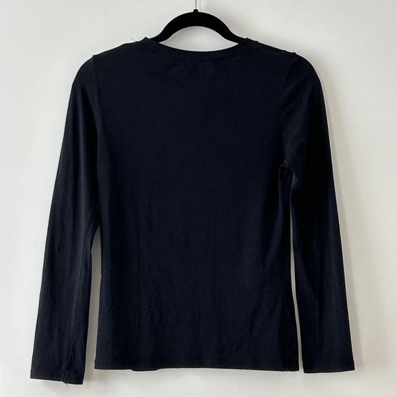 Splash Cotton Black Crewneck Tee Long Sleeve Top - Picture 13 of 16
